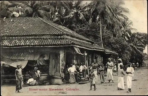 Ak Colombo Ceylon Sri Lanka, Street Scene Maradana