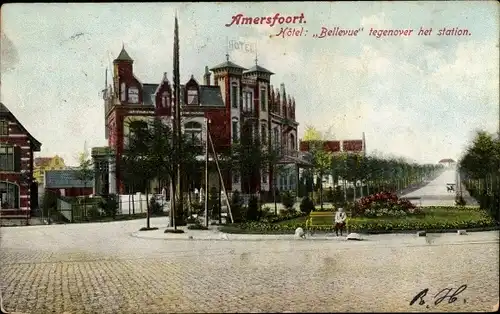 Ak Amersfoort Utrecht Niederlande, Hotel Bellevue tegenover het station