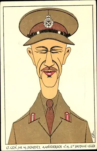 Künstler Ak General Sir M. Dempsey, Karikatur, Portrait