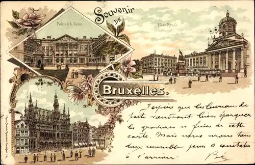 Litho Bruxelles Brüssel, Palais de la Nation, Place Royale