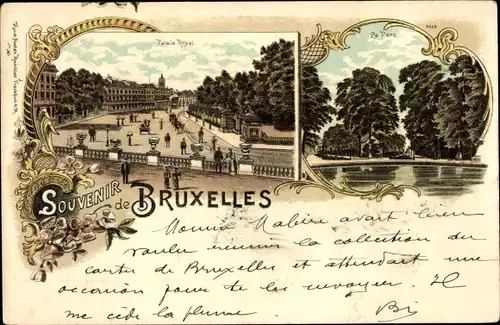 Litho Bruxelles Brüssel, Palais Royal, le Parc