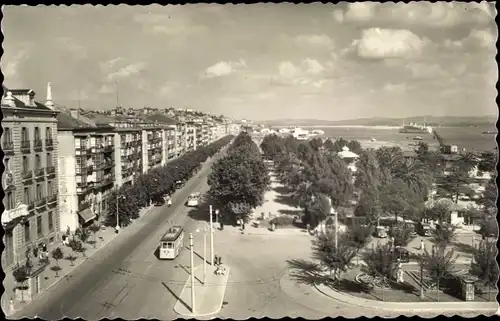 Ak Santander Kantabrien Spanien, Paseo de Pereda, Promenade, Straßenbahn