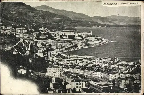 Ak Monaco, Principauté, vue partielle, côte, collines