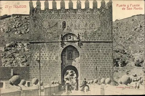Ak Toledo Kastilien La Mancha Spanien, Puerta y Puente de San Martin