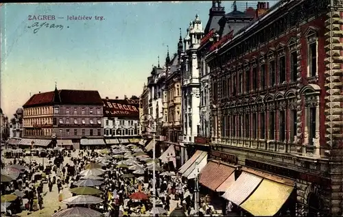 Ak Zagreb Kroatien, Jelacicev trg.