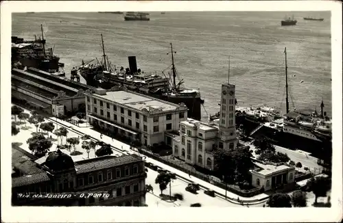 Foto Ak Rio de Janeiro Brasilien, Porto, Hafenpartie, Dampfer