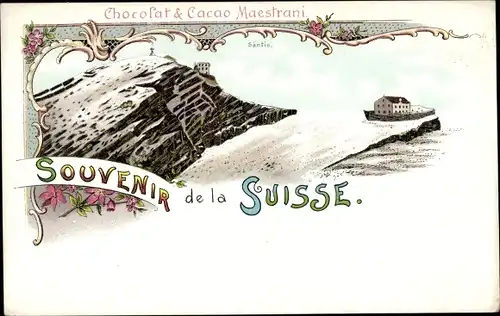 Litho Halbkanton Appenzell Außerrhoden, Berg Säntis, Chocolat & Cacao Maestrani