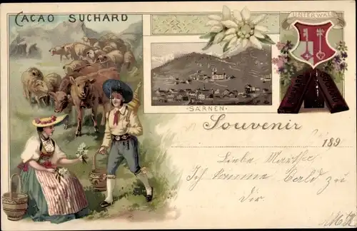 Litho Sarnen Kt. Obwalden Schweiz, Unterwald, Suchard Reklame, Senn