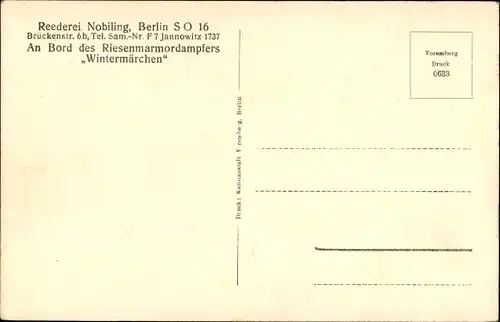 Ak Berlin Mitte, Jannowitzbrücke Riesenmarmordampfer Wintermärchen bei Nacht, Reederei Nobiling