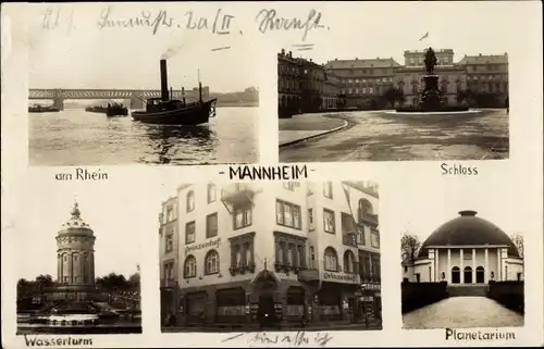 Foto Ak Mannheim in Baden, Schloss, Wasserturm, Prinzenhof, Planetarium