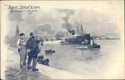 Künstler Ak Red Star Line, Passagierdampfer Antwerpen New York