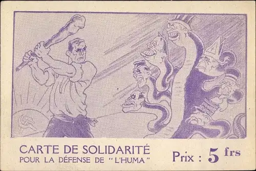 Ak Carte de Solidarité pour la Defense de l'Huma