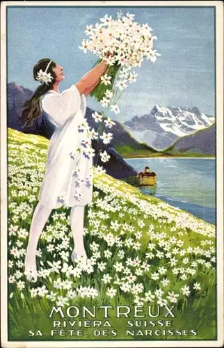 Ak Montreux Kanton Waadt Schweiz, Riviera Suisse, Sa Fete des Narcisses