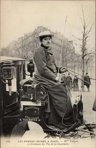 Ak Les Femmes Cocher a Paris, Mme Lutgen, ex-Comtesse du Pin de la Gueriniere