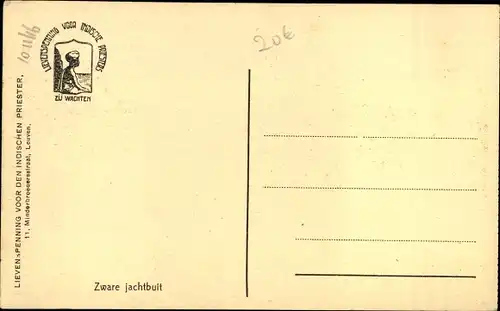 Ak Zware jachtbuit, Kinder mit erlegtem Vogel, Marabu?, Lievenspenning voor den Indischen Priester