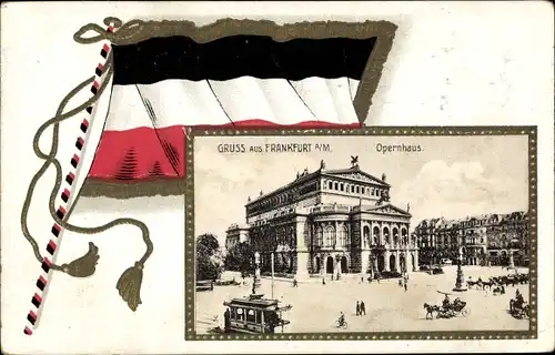 Präge Passepartout Ak Frankfurt am Main, Opernhaus, Fahne
