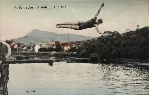 Ak 1/2 Schraube mit Anlauf 1 m Brett, Turmspringer, Kunstspringer