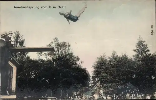 Ak Auerbachsprung vom 3 m Brett, Turmspringer, Kunstspringer