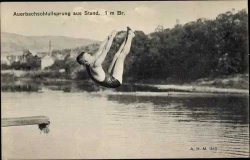 Ak Auerbachschlußsprung aus Stand 1 m Brett, Turmspringer, Kunstspringer