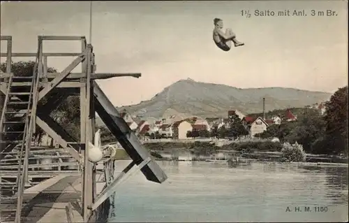 Ak 1 1/2 Salto mit Anl. 3 m Brett, Turmspringer, Kunstspringer