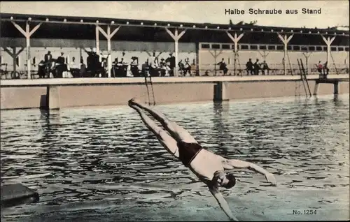 Ak Halbe Schraube aus Stand, Turmspringer, Kunstspringer