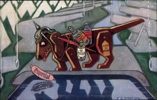 Künstler Ak De Hond en zijn Schadow, Dackel als deutscher Soldat, I. WK