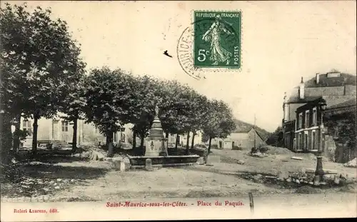 Ak Saint Maurice sous les Côtes Meuse, Place du Pâquis