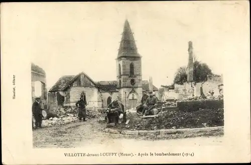 Ak Villotte devant Louppy Meuse, Dorfpartie, Apres le bombardement 1914, Kriegszerstörung 1. WK