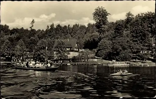 Ak Kriebstein in Mittelsachsen, Talsperre Kriebstein, Blick zur Bootsstation