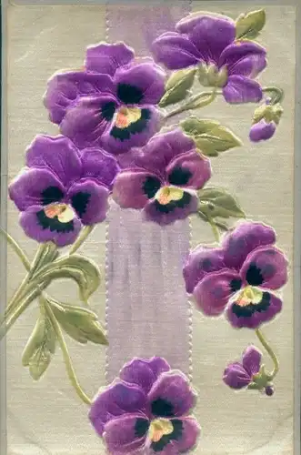 Relief Ak Stiefmütterchen, Blühende Blumen, Kitsch