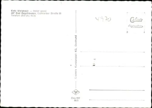 Ak Bad Oeynhausen in Westfalen, Café Waldrose, Hotel garni, Detmolder Straße 89