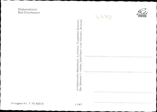 Ak Bad Oeynhausen in Westfalen, Diabetesklinik, Fliegeraufnahme