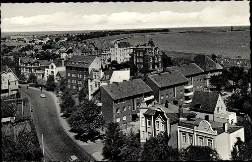 Ak Cuxhaven in Niedersachsen, Panorama, Meer, Straßenpartie, Wohnhäuser