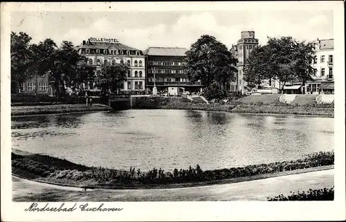 Ak Cuxhaven in Niedersachsen, Partie in der Stadt am Teich