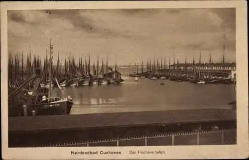 Ak Cuxhaven in Niedersachsen, der Fischereihafen