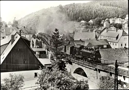 Ak Schmiedeberg Dippoldiswalde im Erzgebirge, Schmalspurbahn, Eisenbahn