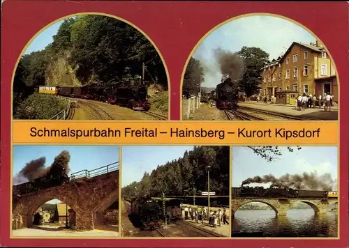 Ak Schmalspurbahn Freital Hainsberg Kipsdorf, Viadukt in Malter, Bahnhof Dippoldiswalde, Rabenau