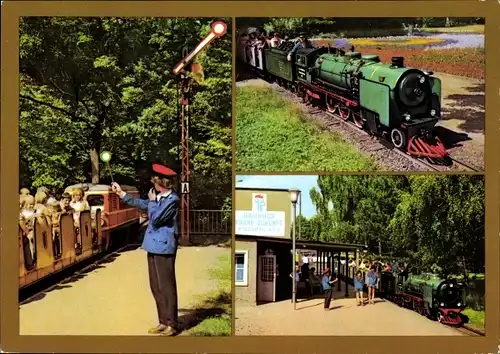 Ak Dresden Altstadt, Großer Garten, Pioniereisenbahn, Bahnhof Frohe Zukunft