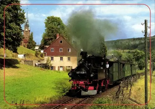 Ak Hammerunterwiesenthal Oberwiesenthal im Erzgebirge, Lok 991608 mit P 14315 v. Bahnhofseinfahrt