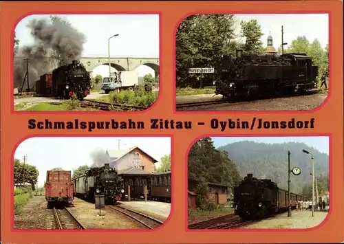 Ak Jonsdorf in Sachsen, Schmalspurbahn am Neißeviadukt u. i. d. Bahnhöfen, Lok 99 1731