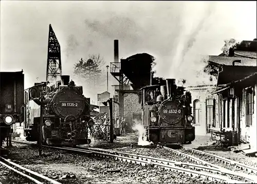 Ak Oybin in Sachsen, Schmalspurbahn Zittau - Oybin, 99 1735-2, 99 4532-0