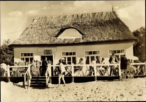 Ak Insel Poel Mecklenburg, Schwarzer Busch, Strandhalle, Kinderwagen