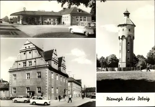 Ak Niemegk in Brandenburg, Autobahn Raststätte mit Tankstelle, Turm