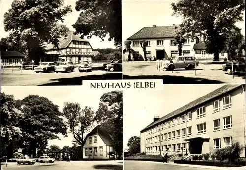 Ak Neuhaus an der Elbe, Rat der Gemeinde, Hotel Lindenhof, Markt, Oberschule