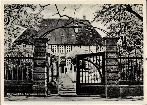 Ak Neuhaus an der Elbe, Amtskrankenhaus, Tor