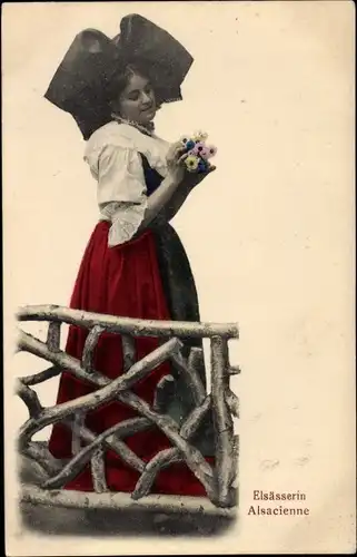 Ak Elsass Alsace, Alsacienne, Elsässerin in Tracht