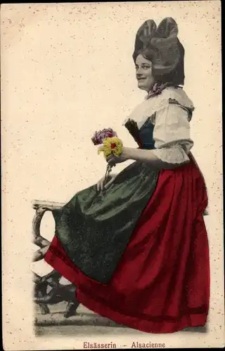 Ak Elsass Alsace, Alsacienne, Elsässerin in Tracht