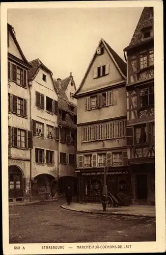 Ak Strasbourg Straßburg Elsass Bas Rhin, Pl. du Marché-aux-Cochons-de-Lait