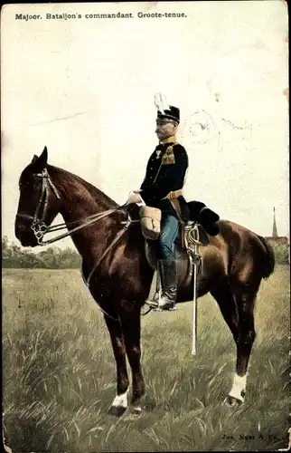 Ak Majoor. Bastaljon's commandant, Groote tenue, Niederländischer Heerführer zu Pferde