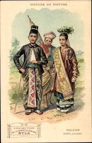 Litho Malaysia, History of the costume, Japanese Noblemen, Malaysier in Trachten, Musculosine Byla